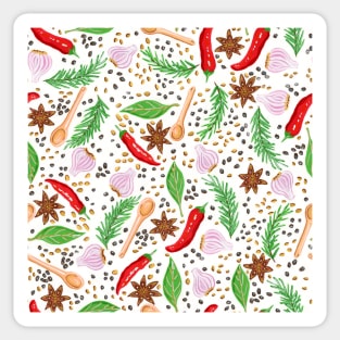 Herbs and Spices in Gouache Pattern Sticker